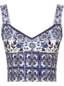 Dolce & Gabbana haut corset à imprimé Majolica - Blanc