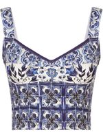 Dolce & Gabbana haut corset à imprimé Majolica - Blanc - thumbnail