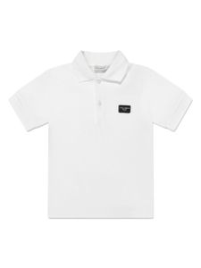 Dolce & Gabbana Kids polo en coton à logo appliqué - Blanc