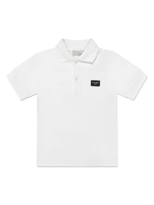 Dolce & Gabbana Kids polo en coton à logo appliqué - Blanc