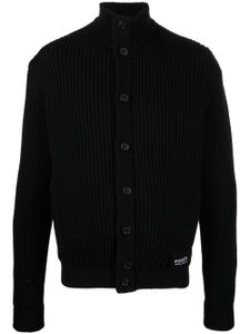 Prada cardigan nervuré en laine vierge - Noir