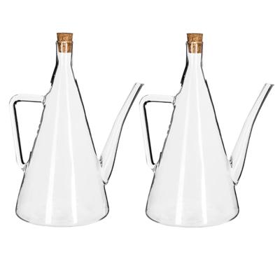 5Five Azijn/Olie flessen voor op tafel - 2x stuks - glas - 500 ml - olijfolie en tafelazijn