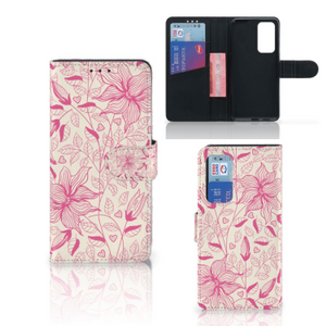 Huawei P40 Hoesje Pink Flowers
