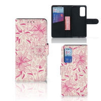 Huawei P40 Hoesje Pink Flowers - thumbnail