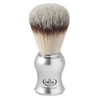 Omega scheerkwast hi-brush synthetisch haar met dassenhaareffect zilver handvat 10,5cm