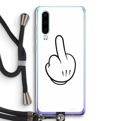 Middle finger white: Huawei P30 Transparant Hoesje met koord