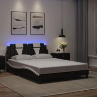 Bedframe met LED-verlichting kunstleer zwart en wit 140x200 cm
