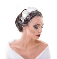 Retro Wedding Hair Tiara Sluier & Bloemen Ivoor