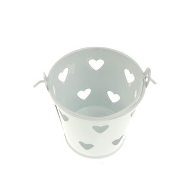Hart holle ronde pennenhouder decoratie schattig mini desktop opslag emmer ijzeren potlood houder stand (wit)