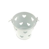 Hart holle ronde pennenhouder decoratie schattig mini desktop opslag emmer ijzeren potlood houder stand (wit)