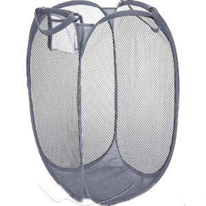 Wasmand flexibel/opvouwbaar - grijs - nylon - 36 x 36 x 58 cm - 64 liter