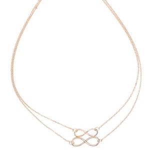 Dubbele dames ketting goudkleurig Infinity kettinghanger