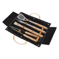 Fancy Flames Denim BBQ gereeschapset - RVS/hout - zeer compleet - BBQ accessoires