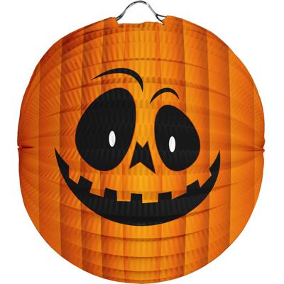 Halloween Ronde pompoen lampion - 22 cm - trick or treat - versiering - Bollampion