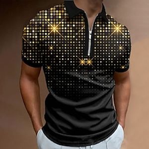 Voor heren POLO Shirt Polo met rits Golfshirt Grafische prints Strijkijzer Wit Geel Blozend Roze Rood Goud Buiten Straat Korte Mouw Vetoketju Afdrukken Kleding Modieus Ontwerper Casual Ademend Lightinthebox