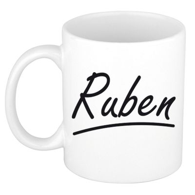 Naam cadeau mok / beker Ruben met sierlijke letters 300 ml