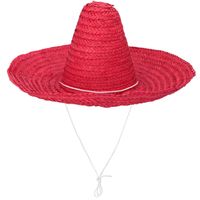 Boland party Carnaval verkleed Sombrero hoed Fiesta - rood - volwassenen - polyester   - - thumbnail