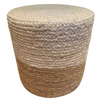 Poef gevlochten jute two-tone ø40 / hg 40 cm