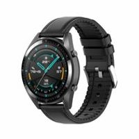 leer + siliconen bandje - Zwart - Samsung Galaxy Watch - 42mm