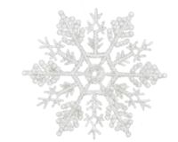 Sneeuwvlok plastic glitter 10 cm wit 12st - Decoris