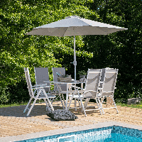 Nohr Outdoor Diningset 'Rosemary' Met parasol, kleur Wit