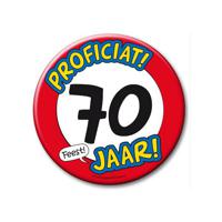 70 jaar geworden cadeau - grote button met Proficiat tekst - 10 cm - stopbord - thumbnail