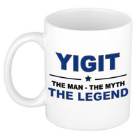 Naam cadeau mok/ beker Yigit The man, The myth the legend 300 ml - Naam mokken