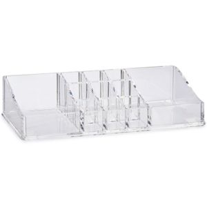 Make-up organizer/opberger 11-vaks 22,5 x 9 cm van kunststof   -