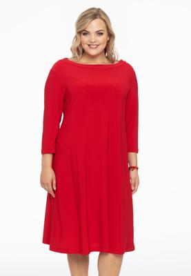 Yoek Jurk met boothals | Rood | Maat 50/52