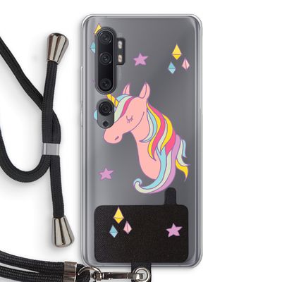 Roze eenhoorn: Xiaomi Mi Note 10 Transparant Hoesje met koord