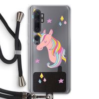 Roze eenhoorn: Xiaomi Mi Note 10 Transparant Hoesje met koord