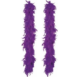 Carnaval verkleed boa met veren - 2x - paars - 180 cm - 80 gram - Glitter and Glamour