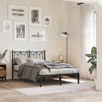 Bedframe met hoofdbord metaal zwart 120x200 cm