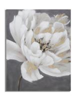 HANDGEMAAKTE MUURSCHILDERING WIT/GOUD BLOEM CM 
80X3,7X100