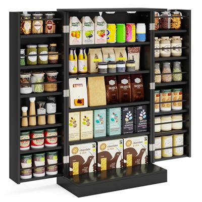 104 cm Hoge Voorraadkast Keukenkast met Deuren en Verstelbare Planken Vrijstaand Buffet-sideboard Zwart