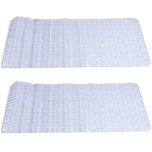 2x stuks badmatten/douchematten anti-slip transparant vierkant patroon 69 x 39 cm - Badmatjes