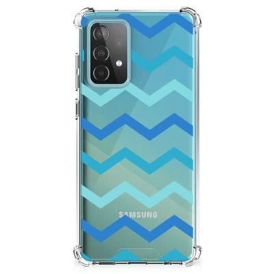 Samsung Galaxy A52 4G/5G Doorzichtige Silicone Hoesje Zigzag Blauw Samsung Galaxy A52 4G/5G Doorzichtige Silicone Hoesje Zigzag Blauw