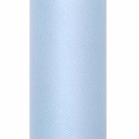 Glitter tule stof - lichtblauw - 15 x 900 cm - hobbyartikelen/knutselspullen
