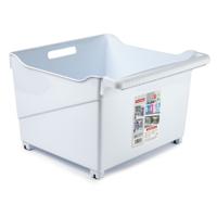 Opslag/opberg trolley container - ivoor wit - op wieltjes - L39 x B38 x H26 cm - kunststof