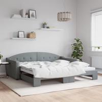 Slaapbank met onderschuifbed 100x200 cm stof lichtgrijs
