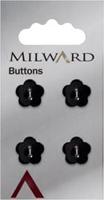 Milward Knoop Bloem Zwart 13mm (4 stuks)