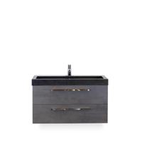 Seville Badmeubelset 100 cm - Beton Antraciet - Wastafel Hardsteen Wit Lucca