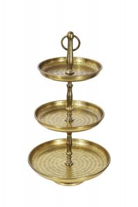 Design taartplateau ORIENT 47cm goud in wild hammer finish met drie niveaus - 41535