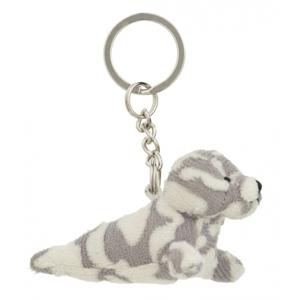 Pluche gevlekte grijze zeehond knuffel sleutelhanger - 2x - 8,5 cm - Speelgoed dieren sleutelhangers