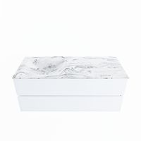 MONDIAZ VICA-DLUX 120cm badmeubel onderkast Talc 2 lades. Inbouw wastafel CLOUD links 1 kraangat, kleur Glace.