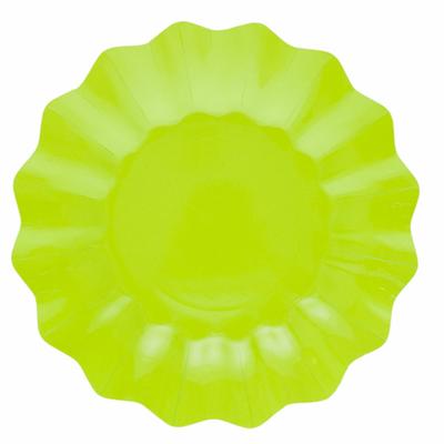 Feestbordjes met schulprand - 8x - lime groen - rond - karton - 27 cm