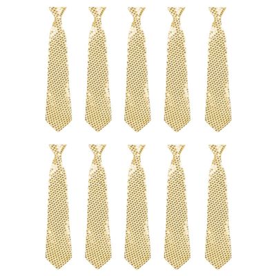 Set van 10x gouden pailletten stropdassen 40 cm