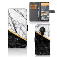 Nokia 5.3 | Bookcase | Marmer Wit Zwart - Origineel Cadeau Man