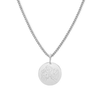 Gepersonaliseerde lijntekening ketting - Stainless steel - Zilver - 13 mm