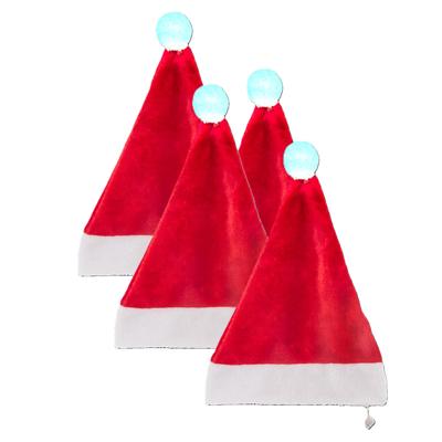 Feeric Christmas Kerstmuts - 5x - rood - met verlichte pompon - D60 x 30 cm - voor volwassenen